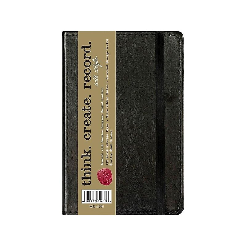 Markings by C.R. Gibson Pocket Journal, 3.56" x 5.5", Narrow Ruled, Black, 192 Pages (MJ3-4791) image 1