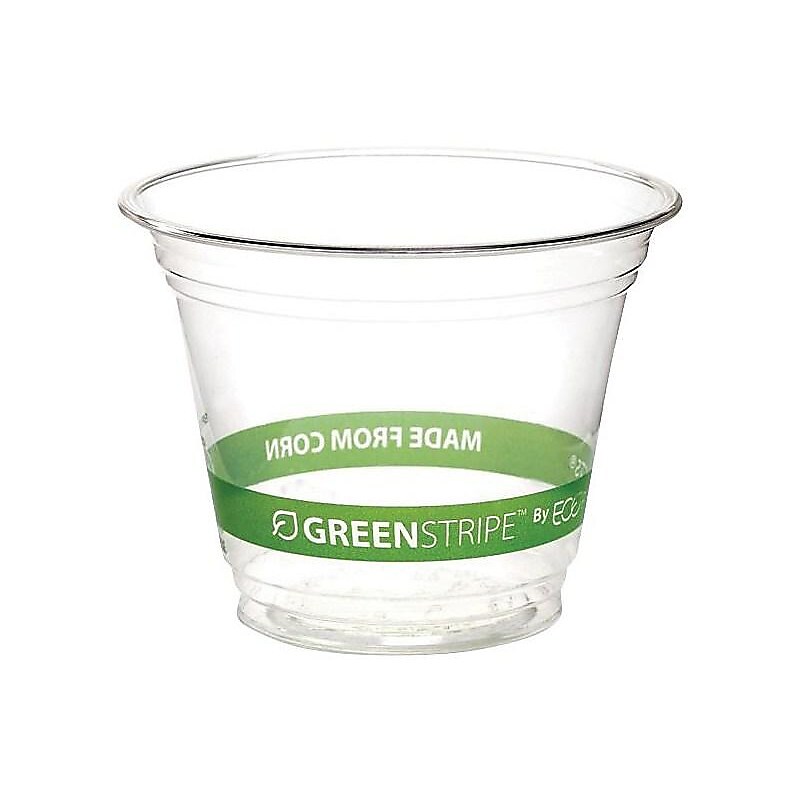 Eco-Products GreenStripe Cold Cups, 9 Oz., Transparent/Green, 1000/Carton (EP-CC9S-GS) image 1
