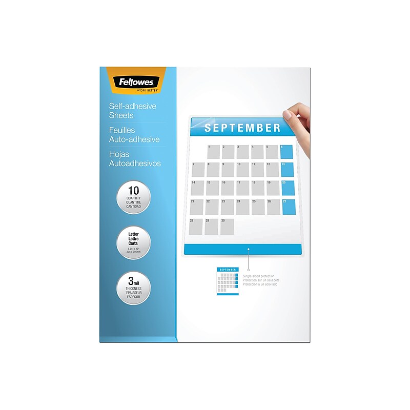 Fellowes Self-Adhesive Laminating Sheets, Letter Size, 9" x 12", 10/Pack (5221501) image 1