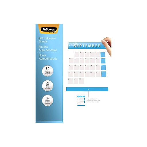 Fellowes Self Adhesive Laminating Sheets, 3MIL, 50