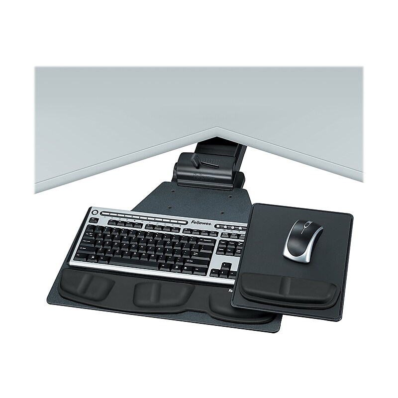 Fellowes Professional Series Corner Executive Adjustable Keyboard Tray, Black (8035901) image 1