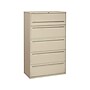 HON Brigade 700 Series 5 File Drawer Lateral File Cabinet, Locking, Letter/Legal, Putty/Beige, 42"W (H795.L.L)~#|#~sp43806929_sc7