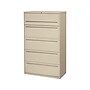 HON Brigade 700 Series 5 File Drawer Lateral File Cabinet, Locking, Letter/Legal, Putty/Beige, 42"W (H795.L.L)~#|#~sp43806930_sc7