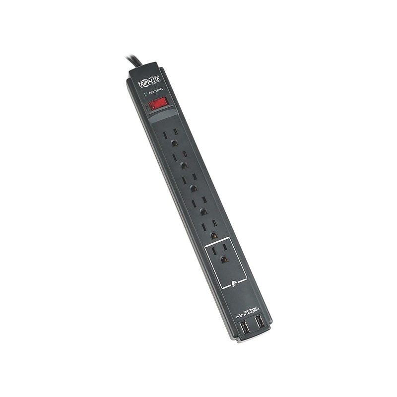 Tripp Lite Protect It! 6-Outlet Surge Protector, 6' Cord (TLP606USBB) image 1