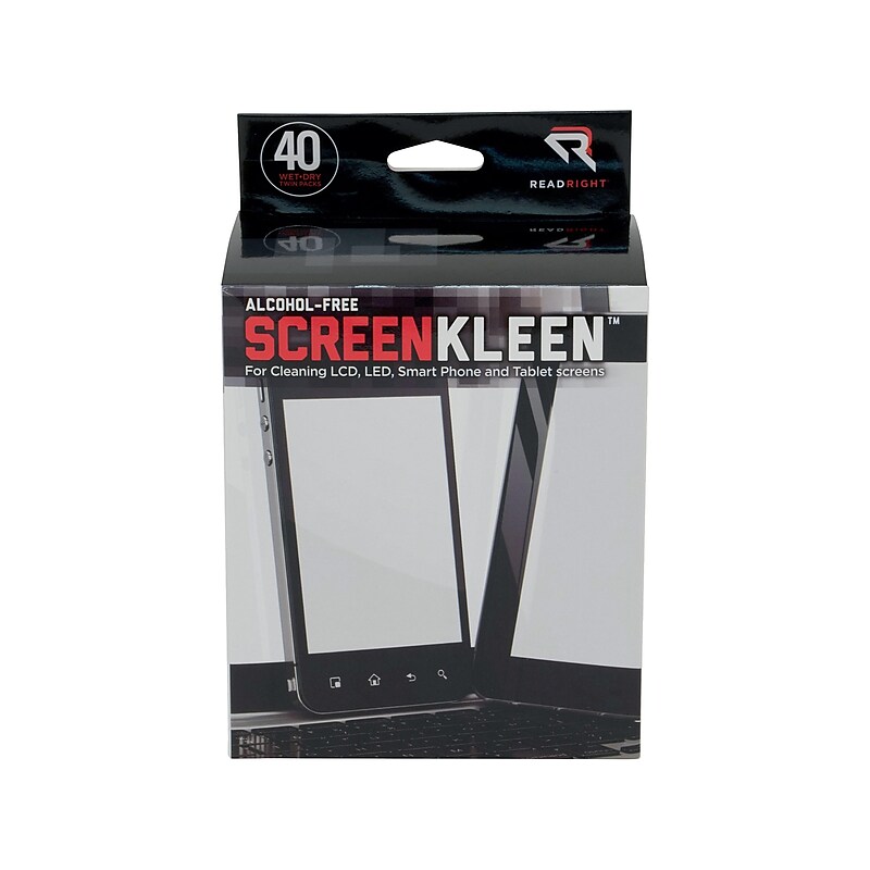 Read Right ScreenKleen Wipes, 40/Box (RRTRR1391) image 1