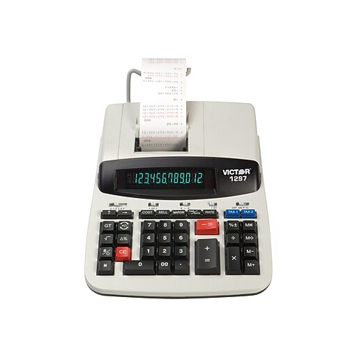 Victor 1297 12Digit Desktop Calculator, Black/White Staples
