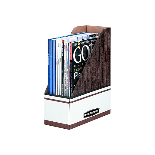 Bankers Box 12" x 4.25" x 9.63" Cardboard Magazine File, Woodgrain