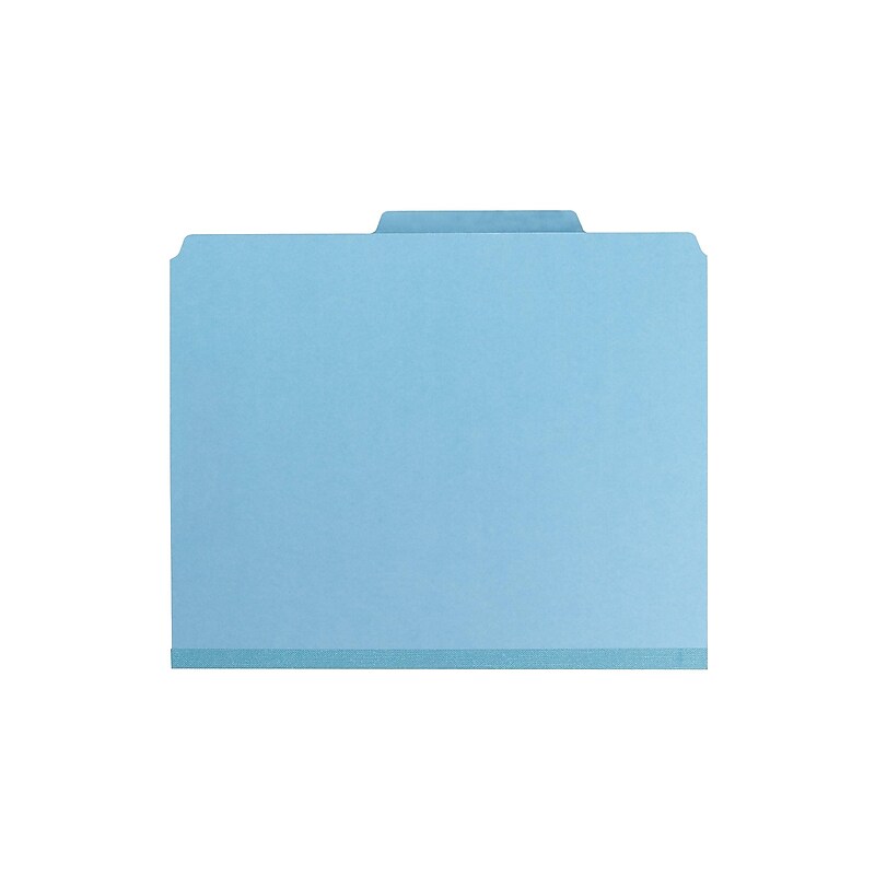 Smead 50% Recycled Pressboard Classification Folders, 2" Expansion, Letter Size, 1 Divider, Blue, 10/Box image 1