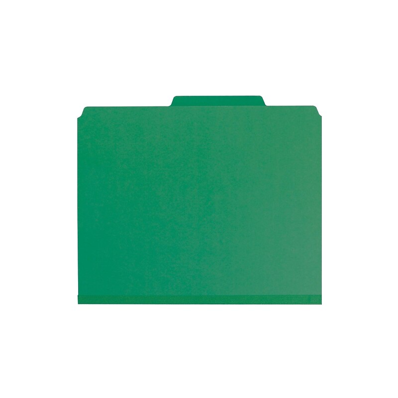 Smead 50% Recycled Pressboard Classification Folders, 2" Expansion, Letter Size, 1 Divider, Green, 10/Box image 1