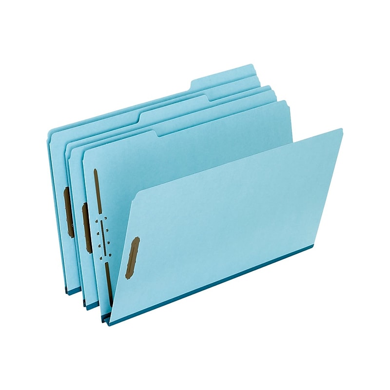 Pendaflex Pressboard Classification Folders, 1/3-Cut Tab, 1" Expansion, Legal Size, Light Blue, 25/Box (PFX FP313) image 1
