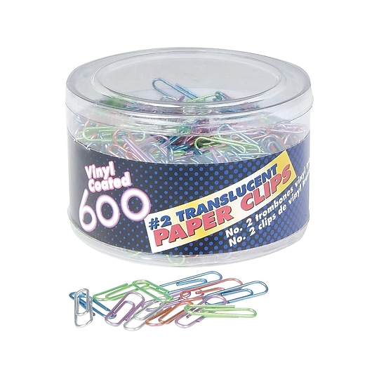 Officemate Paper Clips, #2, Translucent Assorted Colors, 600/Tub (97211)~#|#~sp43812488_sc7