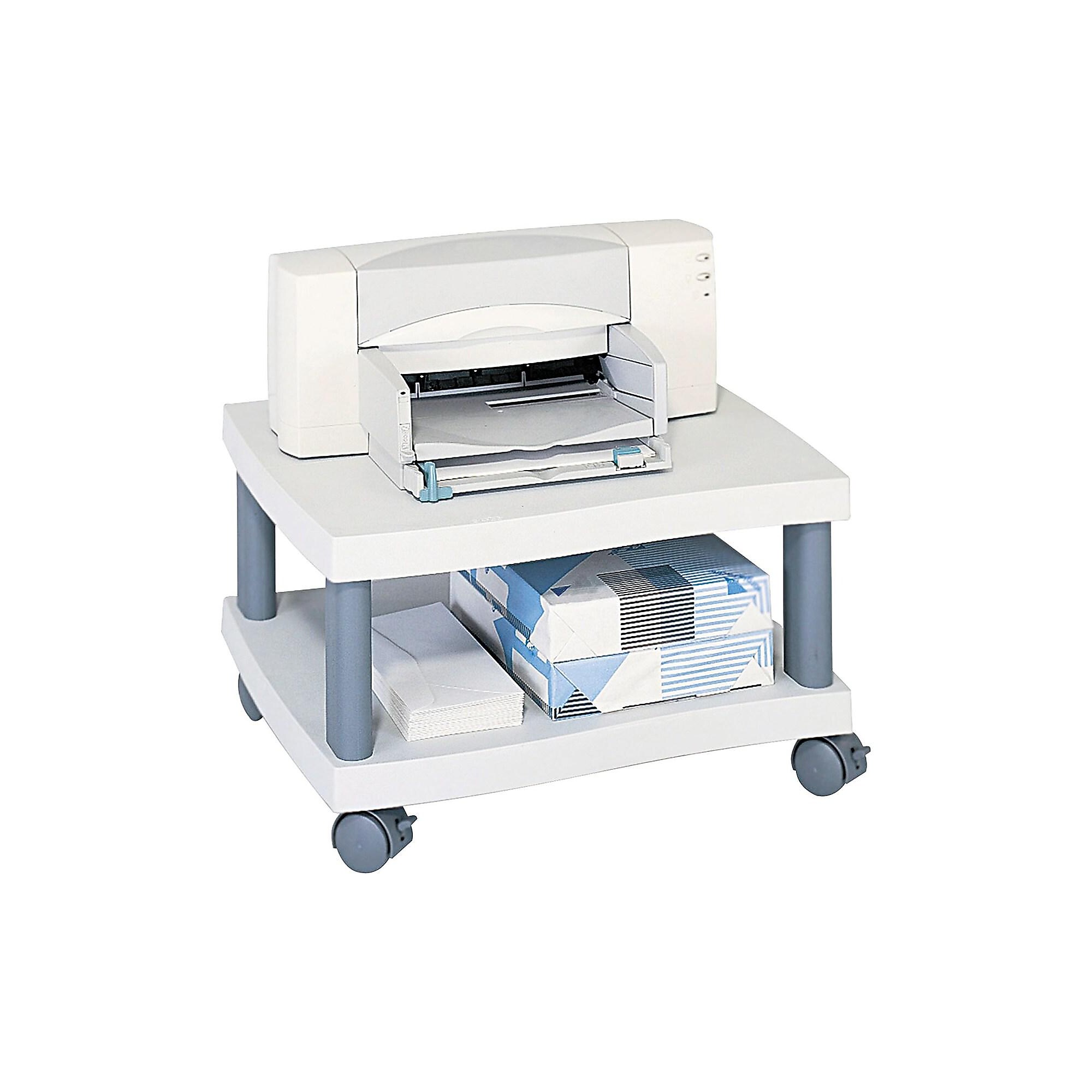 Safco Wave 2-Shelf Plastic/Poly Mobile Printer Stand with Lockable Wheels, Light Gray/Charcoal (1861GR) Simolary simolary.com