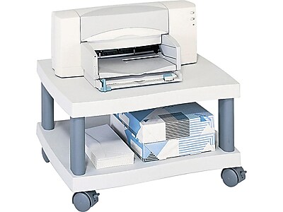 Safco Wave 2-Shelf Plastic/Poly Mobile Printer Stand with Lockable Wheels, Light Gray/Charcoal (1861GR) Sansujyuku sansujyuku.com