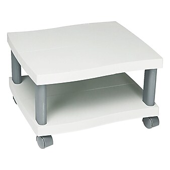 Safco Wave 2-Shelf Plastic/Poly Mobile Printer Stand with Lockable Wheels, Light Gray/Charcoal (1861GR)