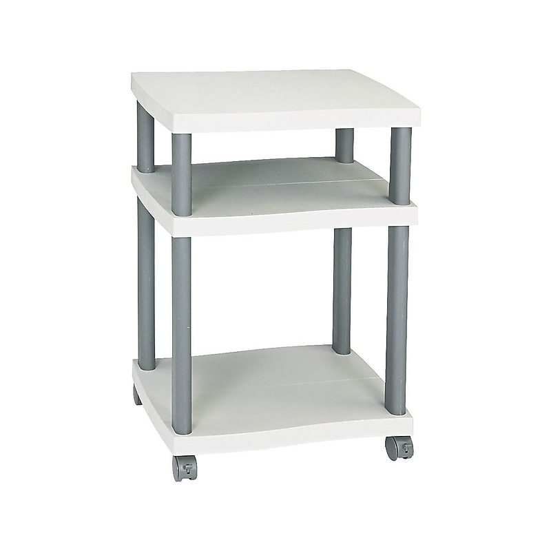 Safco Wave 3-Shelf Plastic/Poly Mobile Printer Stand with Lockable Wheels, Light Gray/Charcoal (1860GR) image 1