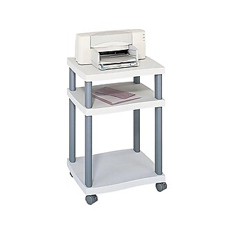 Safco Wave 3-Shelf Plastic/Poly Mobile Printer Stand with Lockable Wheels, Light Gray/Charcoal (1860GR)