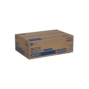 Pacific Blue Basic Recycled Hardwound Paper Towel, 1-Ply, Brown, 800'/Roll, 6 Rolls/Carton (26301)