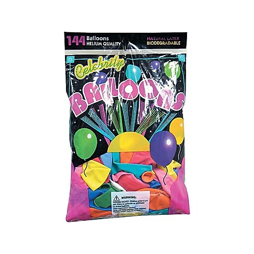 Tablemate® Helium Quality Latex Balloon, 12 Assorted Colors, 144/Pack