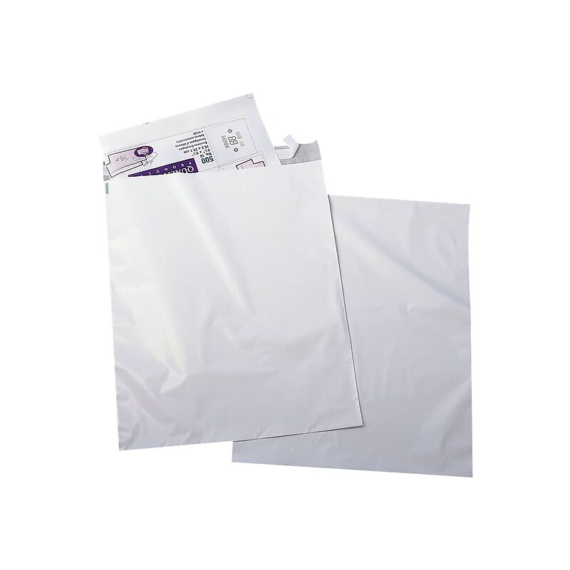 12"W x 15.5"L Peel & Seal Poly Mailers, White, 100/Box (QUA46199) image 1