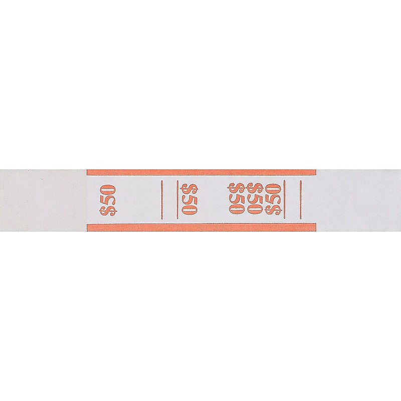 Pap-R Products Currency Straps, Orange/White, 1000/Pack (400050) image 1