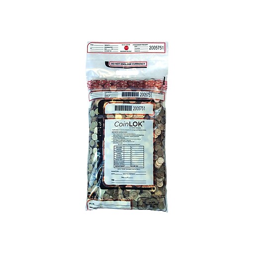 Control Papers CoinLOK Deposit Bags, Clear, 50/Pack (585100) Staples