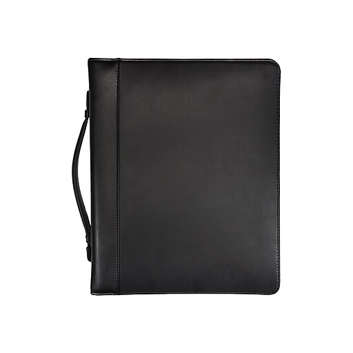 Regal™ Genuine Leather Zipper Ring Binder Portfolios, Black at Staples