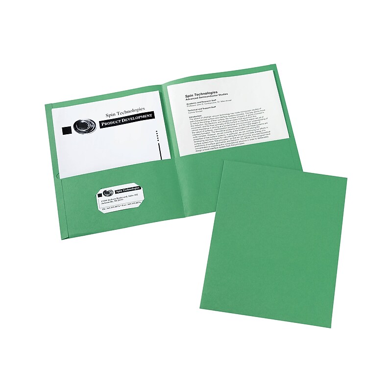 Avery 2-Pocket Presentation Folders, Green, 25/Box (47987) image 1