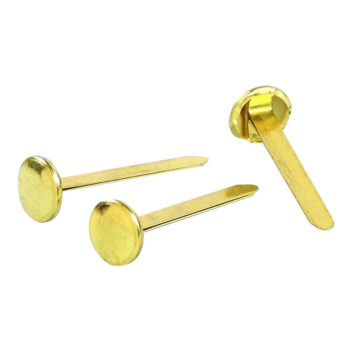 ACCO Round Head Fasteners, Shiny Gold, 100/BX (A7071505) | Staples