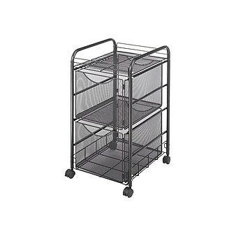 Safco Onyx Mesh Mobile File Cart with Lockable Wheels, Black (5212BL)