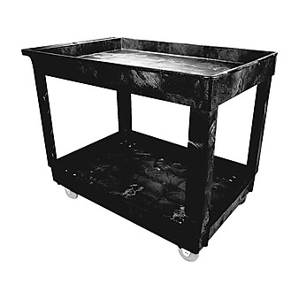Rubbermaid 2-Shelf Plastic/Poly Mobile Utility Cart with Swivel Wheels, Black (FG9T6700BLA)