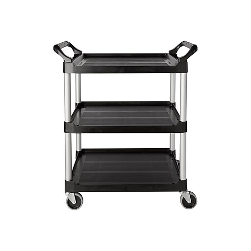 Rubbermaid 3Shelf Plastic/Poly Mobile Utility Cart with Swivel Wheels