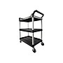 Rubbermaid 3-Shelf Plastic/Poly Mobile Utility Cart with Swivel Wheels, Black (FG342488BLA)~#|#~sp43813092_sc7