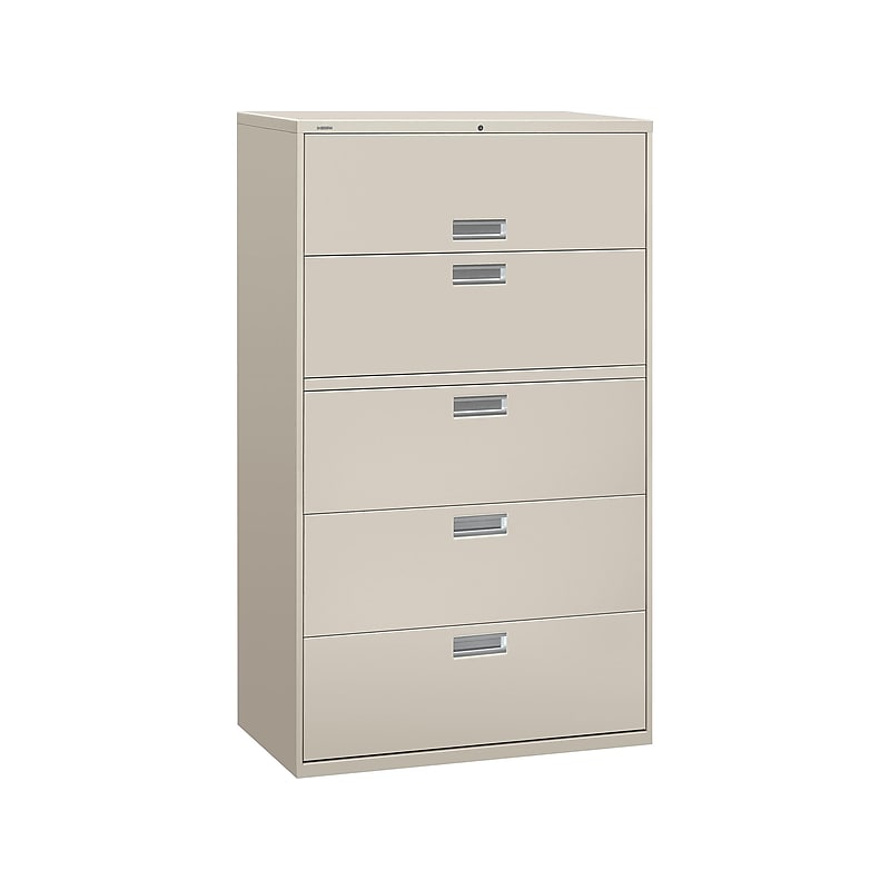 HON Brigade 600 Series 5-Drawer Lateral File Cabinet, Locking, Letter/Legal, Gray, 42"W (H695.L.Q) image 1