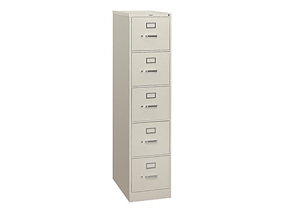 HON 310 Series 5-Drawer Vertical File Cabinet, Locking, Letter, Gray, 26.5"D (PHS-84)