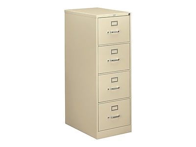 HON 310 Series 4-Drawer Vertical File Cabinet, Legal Size, Lockable, 52"H x 18.25"W x 26.5"D, Putty (HON314CPL)