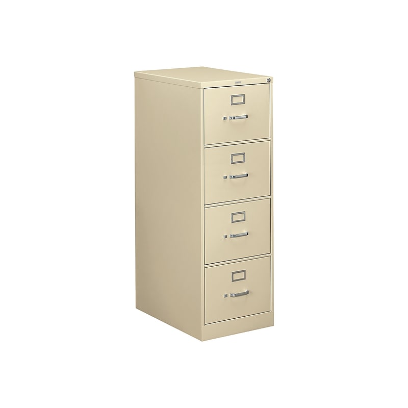 HON 310 Series 4-Drawer Vertical File Cabinet, Legal Size, Lockable, 52"H x 18.25"W x 26.5"D, Putty (HON314CPL) image 1
