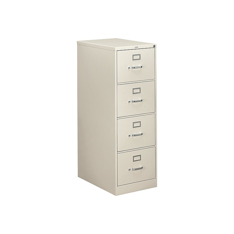 HON 310 Series 4-Drawer Vertical File Cabinet, Legal Size, Lockable, 52"H x 18.25"W x 26.5"D, Light Gray (HON314CPQ) image 1