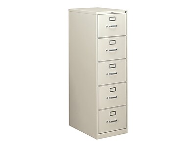 HON 310 Series 5-Drawer Vertical File Cabinet, Legal Size, Lockable, 60"H x 18.25"W x 26.5"D, Light Gray (H315CPQ)