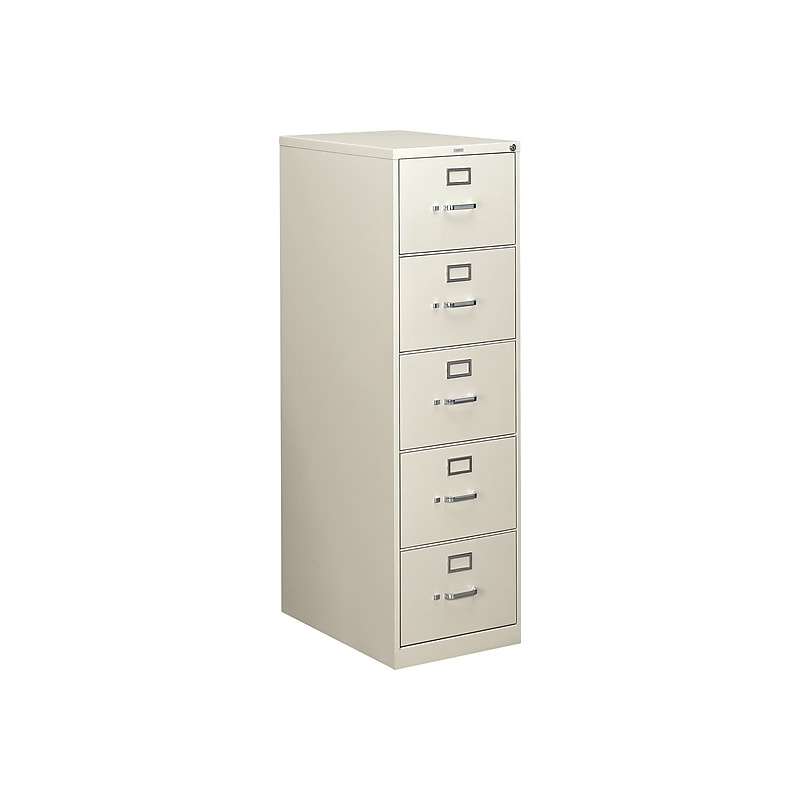 HON 310 Series 5-Drawer Vertical File Cabinet, Legal Size, Lockable, 60"H x 18.25"W x 26.5"D, Light Gray (H315CPQ) image 1