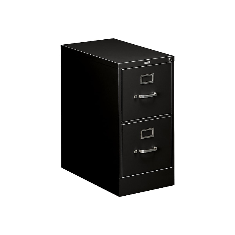 HON 510 Series 2-Drawer Vertical File Cabinet, Locking, Letter, Black, 25"D (HON512PP) image 1