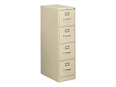 HON 510 Series 4 Drawer Vertical File Cabinet, Letter Size, Lockable, 52"H x 15"W x 25"D, Putty (HON514PL)