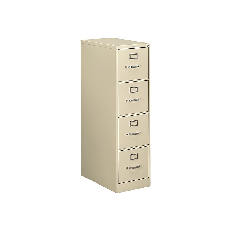 HON 510 Series 4 Drawer Vertical File Cabinet, Letter Size, Lockable, 52"H x 15"W x 25"D, Putty (HON514PL) image 1