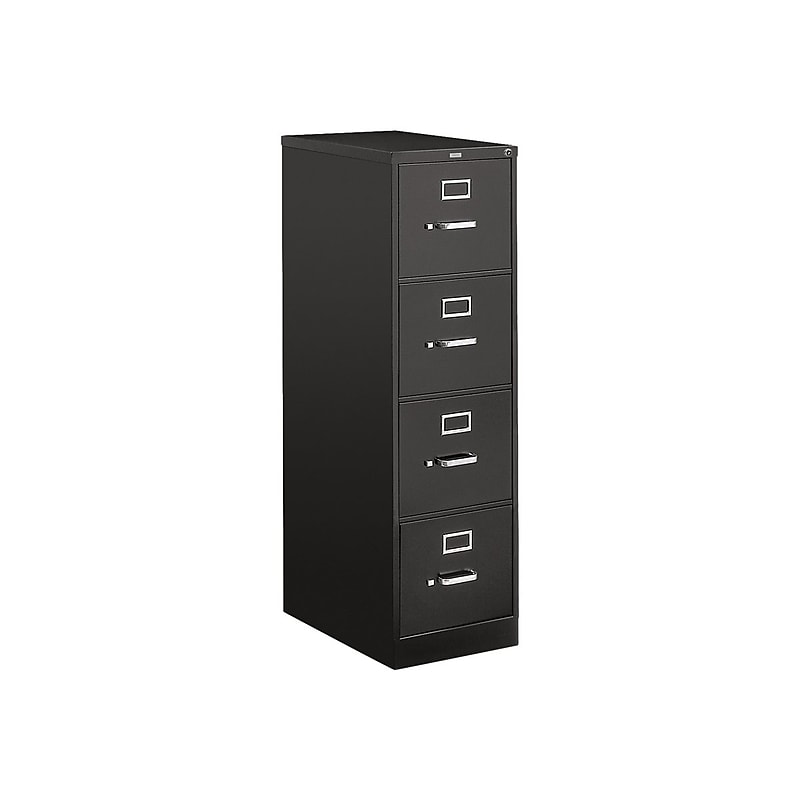HON 510 Series 4-Drawer Vertical File Cabinet, Locking, Letter, Black, 25"D (HON514PP) image 1