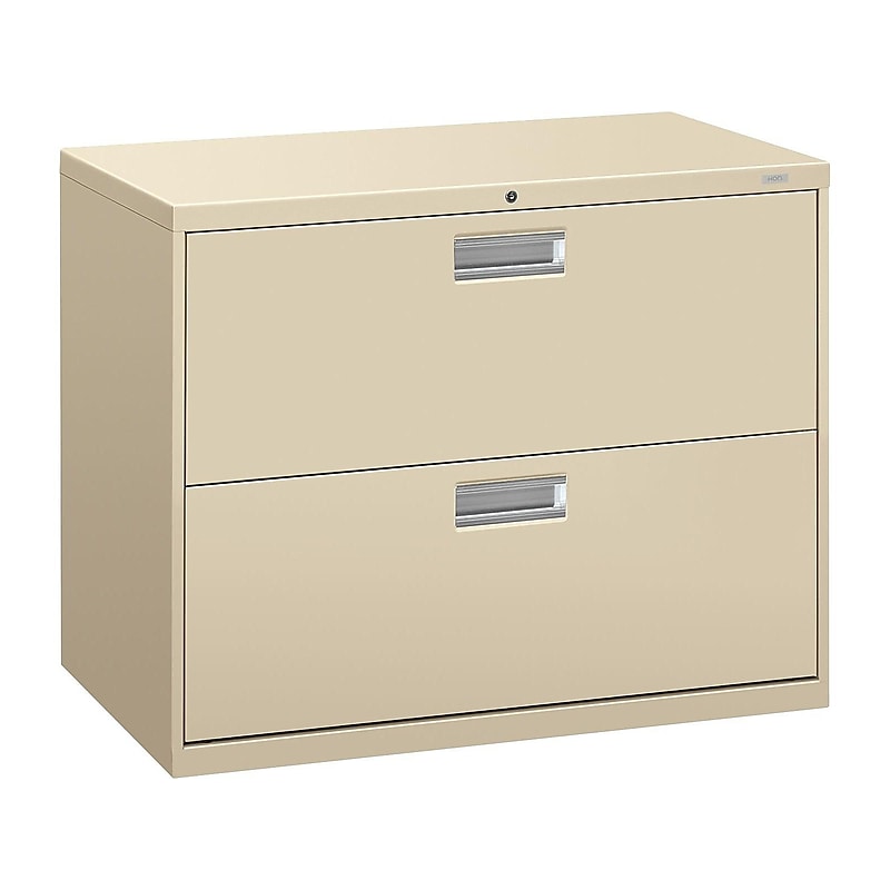 HON Brigade 600 Series 2-Drawer Lateral File Cabinet, Locking, Letter/Legal, Putty/Beige, 36"W (H682.L.L) image 1