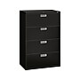 HON Brigade 600 Series 4-Drawer Lateral File Cabinet, Letter/Legal Size, Lockable, 52"H x 36"W x 18"D, Black (HON684LP)~#|#~sp43813183_sc7