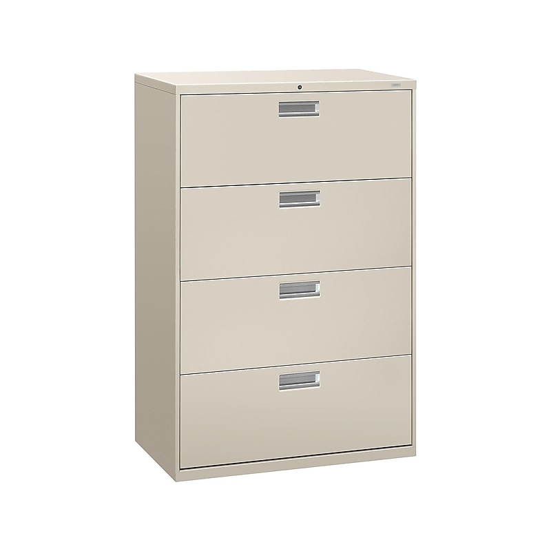 HON Brigade 600 Series 4-Drawer Lateral File Cabinet, Locking, Letter/Legal, Gray, 36"W (HON684LQ) image 1