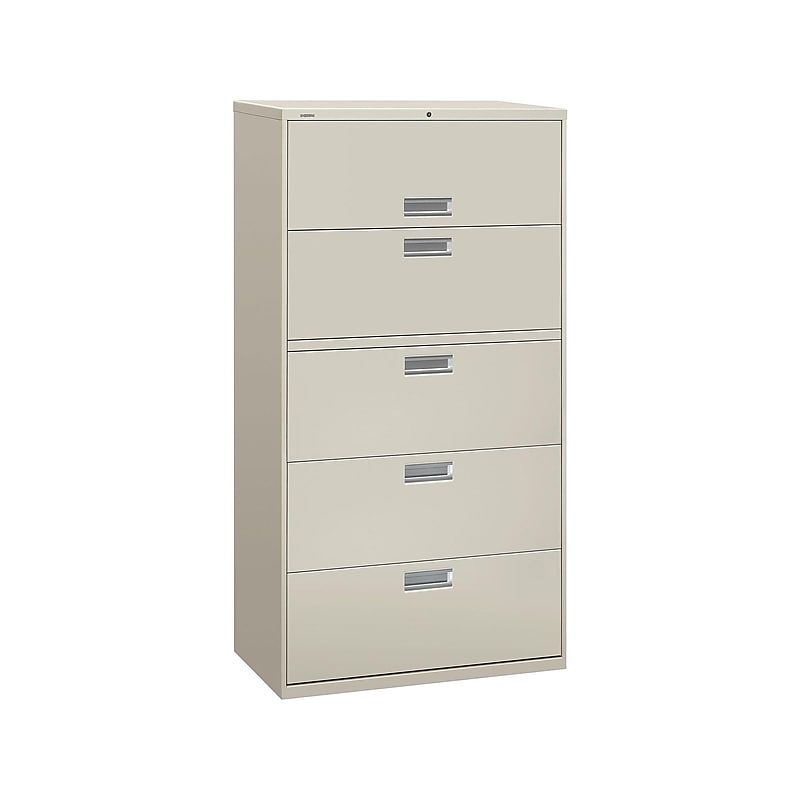 HON Brigade 600 Series 5-Drawer Lateral File Cabinet, Locking, Letter/Legal, Gray, 36"W (H685.L.Q) image 1