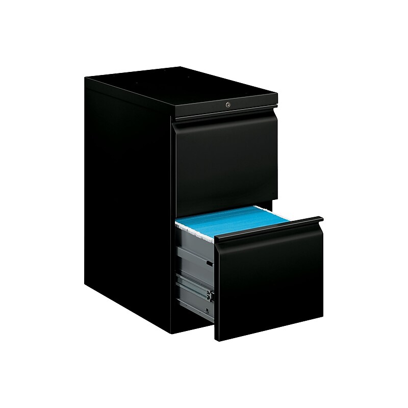 HON Brigade 2-Drawer Mobile Vertical File Cabinet, Letter Size, Lockable, 28"H x 15"W x 22.88"D, Black (HON33823RP) image 1