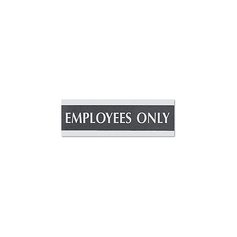 Headline Century Series Employees Only Indoor Door Sign, 9"L x 3"H, Silver/Black (4760) image 1