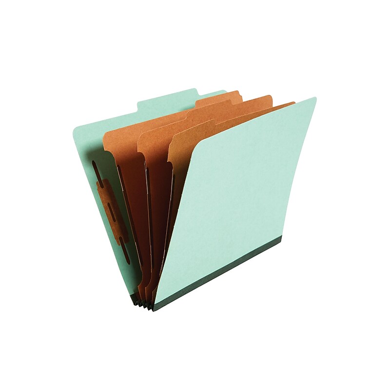 Staples Pressboard Classification Folders, 2/5-Cut Top Tab, Letter Size, 3 Dividers, Green, 20/Box (614453/98755SB) image 1